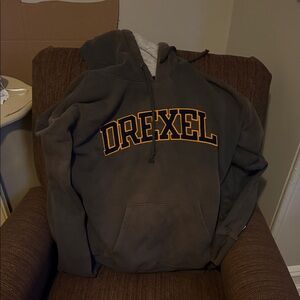 Champion Gray Hoodie with Gold Lettering